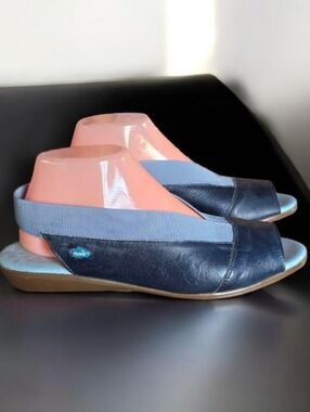 CLOUD CALIBER ( 9 ) Two Tone Blue Italian Leather Comfort Breathable Sandal